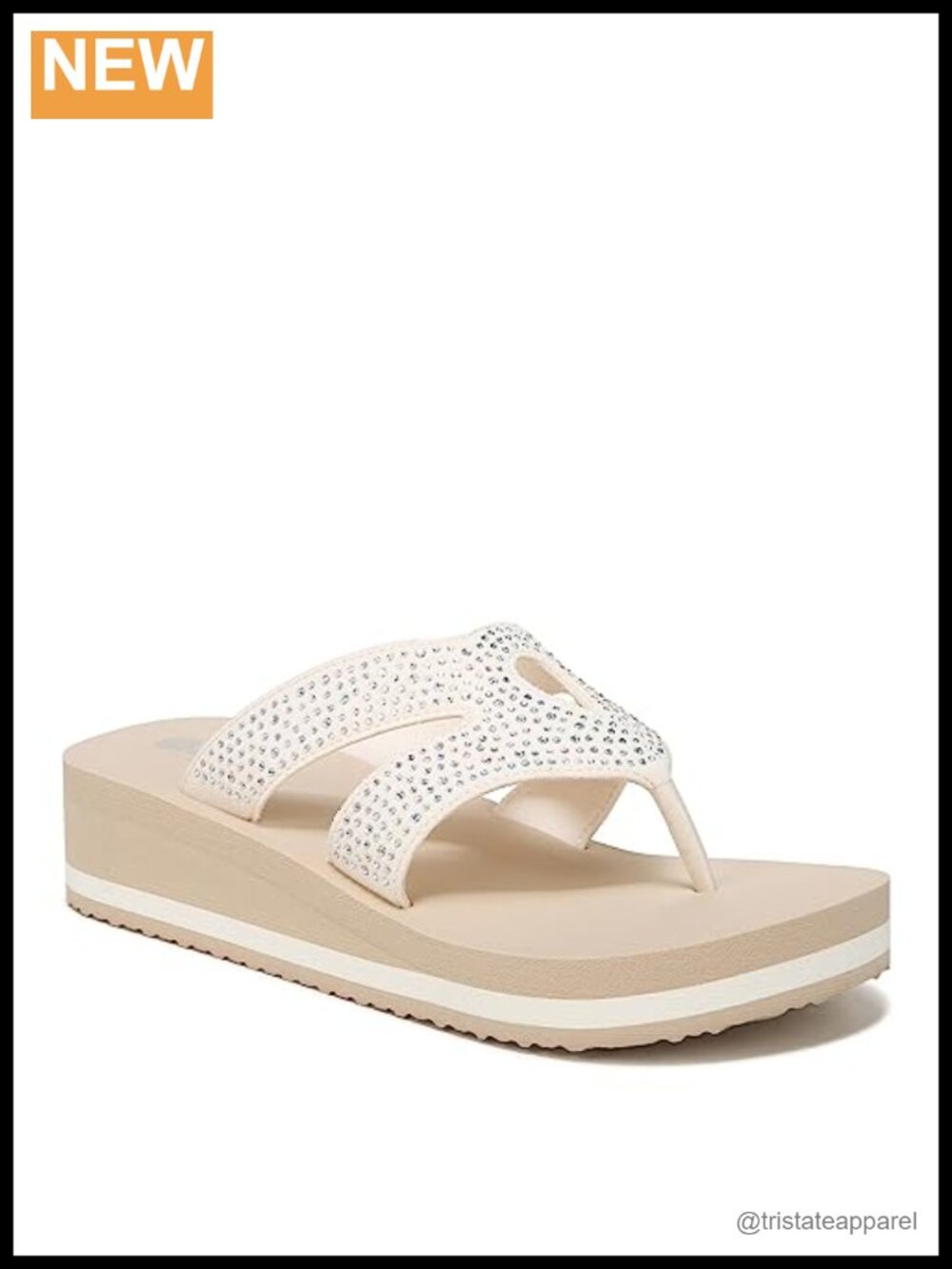RIO Slide Sandal Rhinestone Slip On Platform 1 3/4in Machine Washable